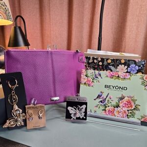 Butterfly Gift Set Bundle Wristlet, Brooch, Bag Charm, Earrings, Palette